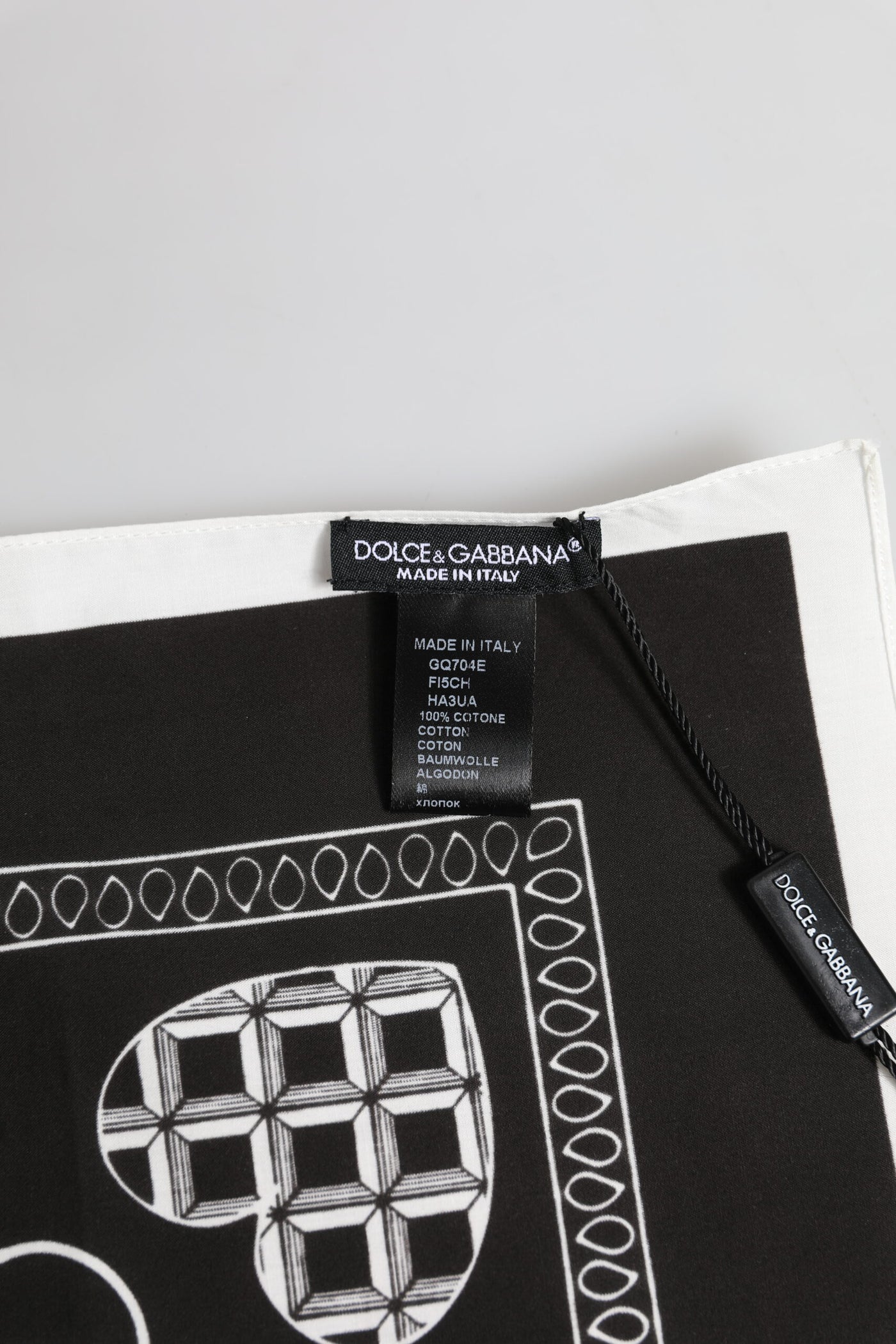 Dolce & Gabbana Black White Bandana Square Men Foulard Scarf