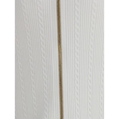 Balmain White Viscose Midi Skirt