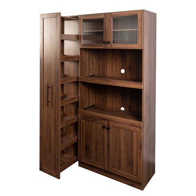 Kitchen pantry cabinet with multi-functional pull-out multi-tier storage shelf,Farmhouse Storage Cabinet with 4 Doors,Pantry Organizers for Kitchen,Dining Room