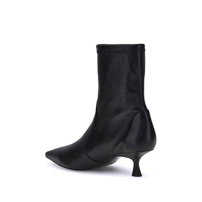 Stuart Weitzman Black Calf Leather Bos Taurus Ankle Boots