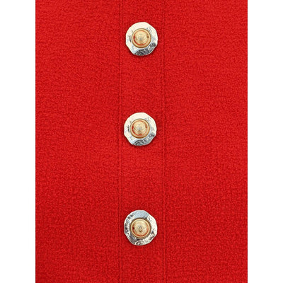 Balmain Red Fleece Wool Top