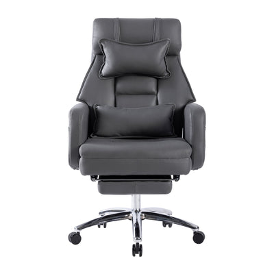 Swivel Ergonomic Office Chair, Technology Leather  High Back Office Chair with Lumbar Support Headrest, Sedentary Comfortable Boss Chair, 155° Reclining Computer Chair (Color : DARK GREY)