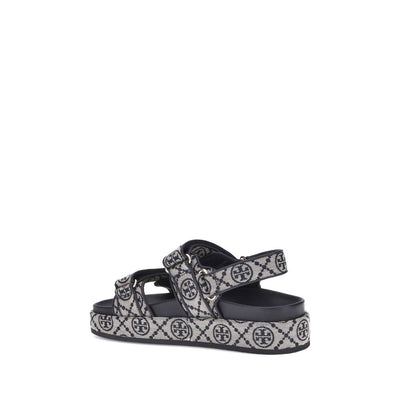 Tory Burch Blue Fabric Flat Sandals