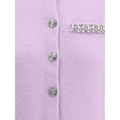 Self-Portrait Purple Viscose Cardigan