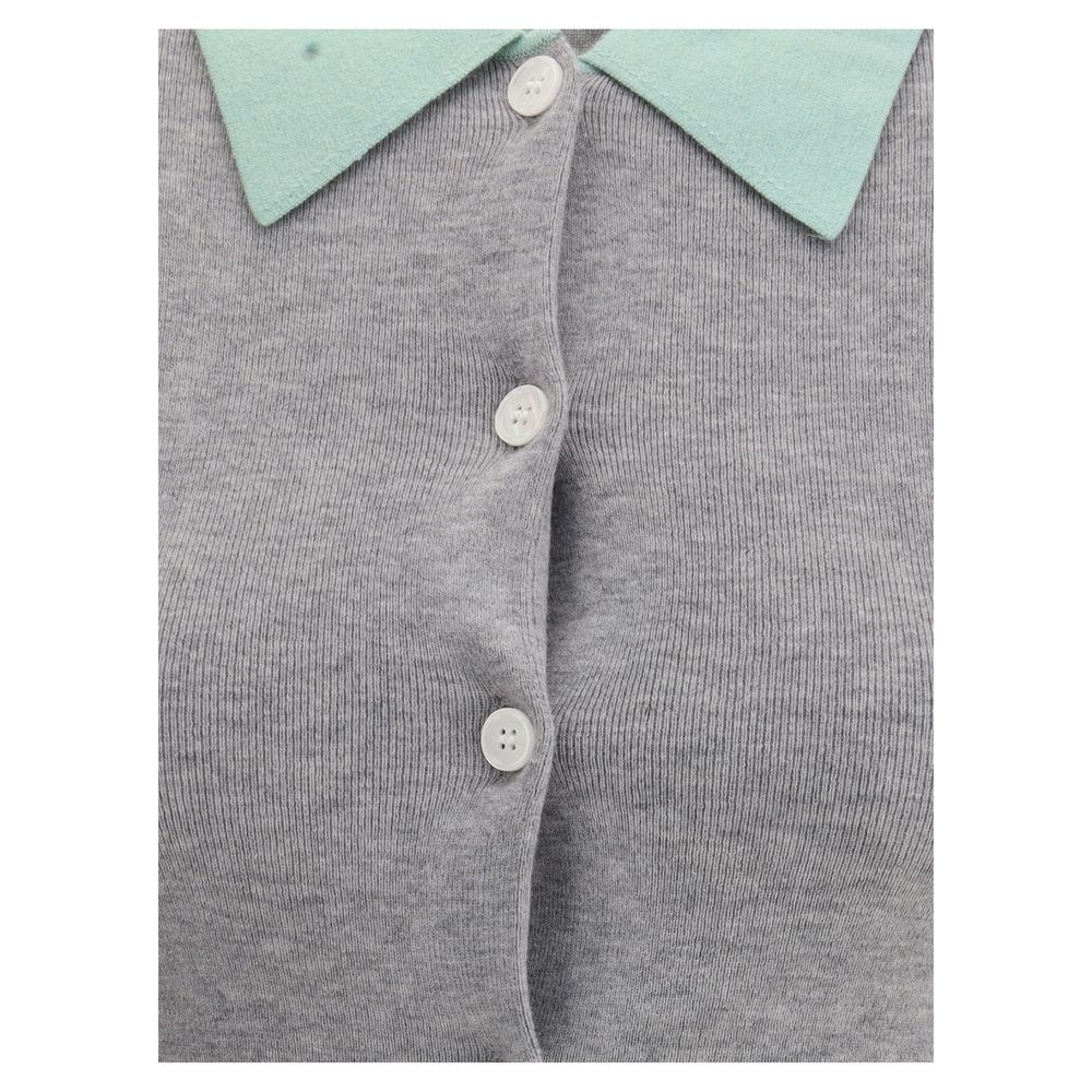 Self-Portrait Gray Merino Wool Cardigan