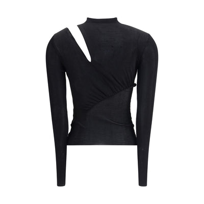 Self-Portrait Black Viscose Top