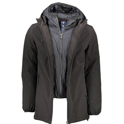 Yes Zee Black Polyester Men Jacket