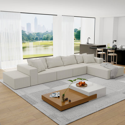 Modern Upholstered Sectional Sofa Couch Set,Modular 132' L Shaped Sectional Living Room Sofa Set With 6 Pillows,Free Combination Sofa Couch for Living Room,Bedroom