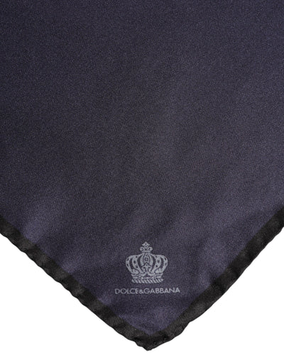 Dolce & Gabbana Blue DG Crown Silk Square Men Foulard Scarf