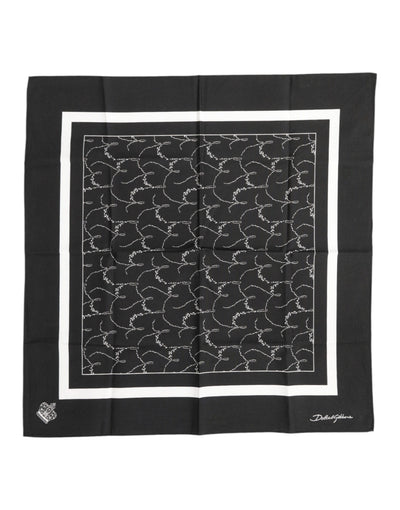 Dolce & Gabbana Black White Printed Square Men Foulard Scarf