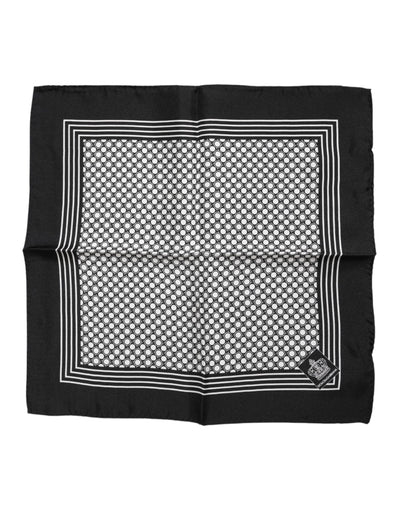 Dolce & Gabbana Black White Patterned Square Men Foulard Scarf