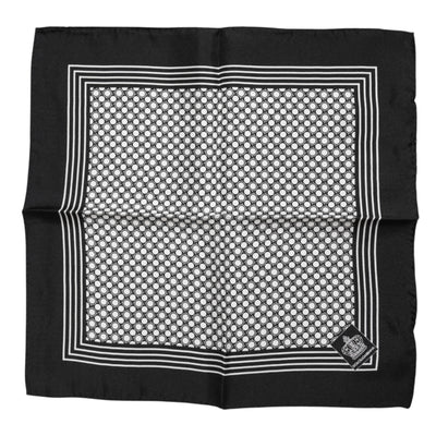 Dolce & Gabbana Black White Patterned Square Men Foulard Scarf