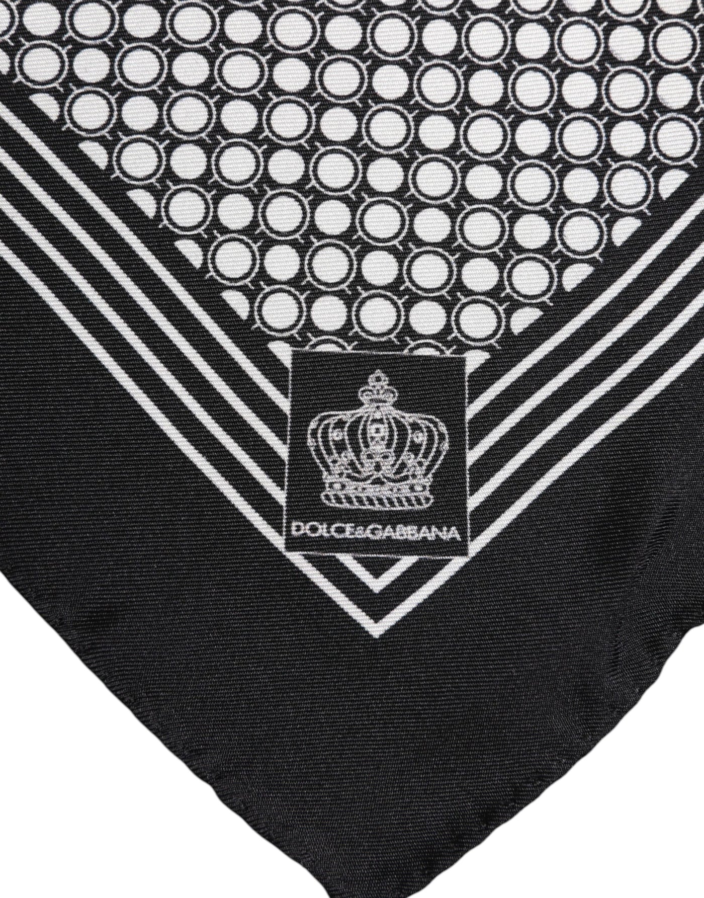 Dolce & Gabbana Black White Patterned Square Men Foulard Scarf
