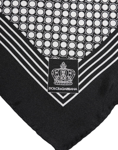 Dolce & Gabbana Black White Patterned Square Men Foulard Scarf