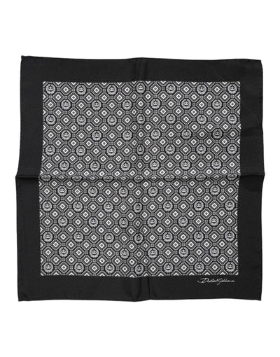Dolce & Gabbana Black White Patterned Square Foulard Scarf