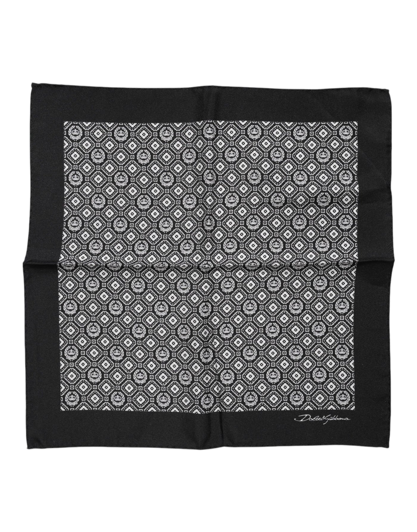 Dolce & Gabbana Black White Patterned Square Foulard Scarf