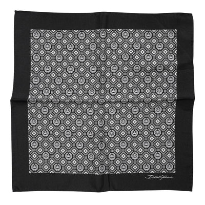 Dolce & Gabbana Black White Patterned Square Foulard Scarf