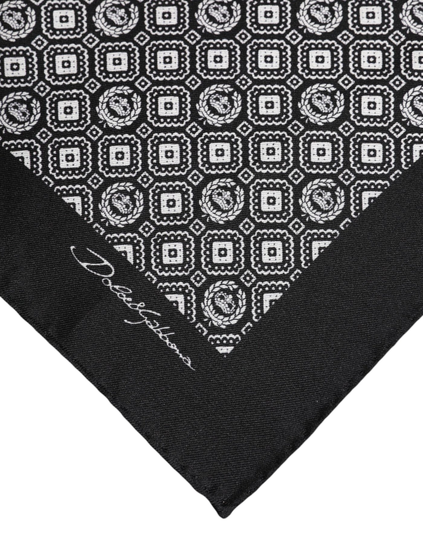 Dolce & Gabbana Black White Patterned Square Foulard Scarf