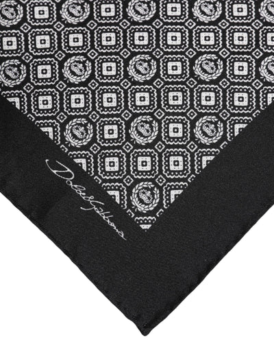 Dolce & Gabbana Black White Patterned Square Foulard Scarf