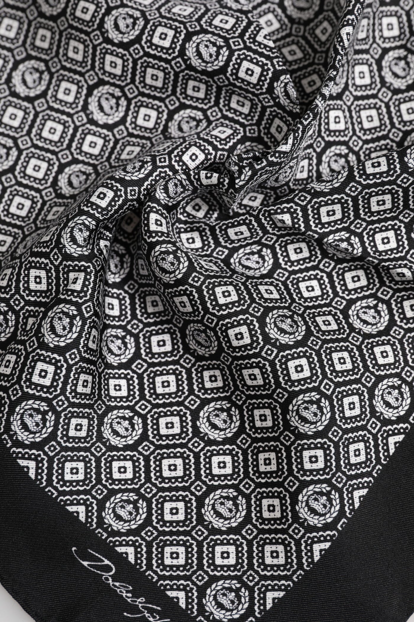 Dolce & Gabbana Black White Patterned Square Foulard Scarf