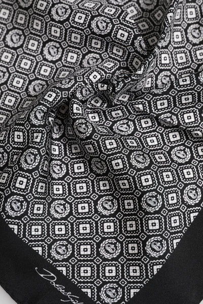 Dolce & Gabbana Black White Patterned Square Foulard Scarf