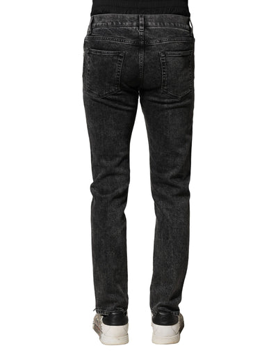 Dolce & Gabbana Black Washed Double Waistband Denim Jeans