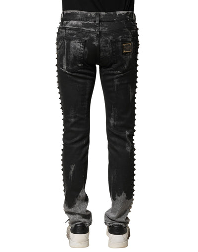 Dolce & Gabbana Black Washed Embellished Skinny Denim Jeans