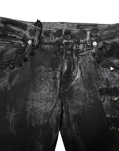 Dolce & Gabbana Black Washed Embellished Skinny Denim Jeans