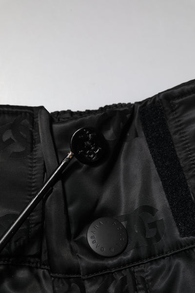 Dolce & Gabbana Black Nylon DG Logo Straight Pants