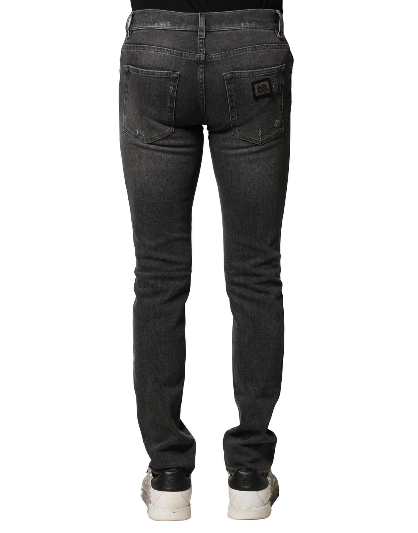 Dolce & Gabbana Black Washed Tattered Slim Fit Denim Jeans