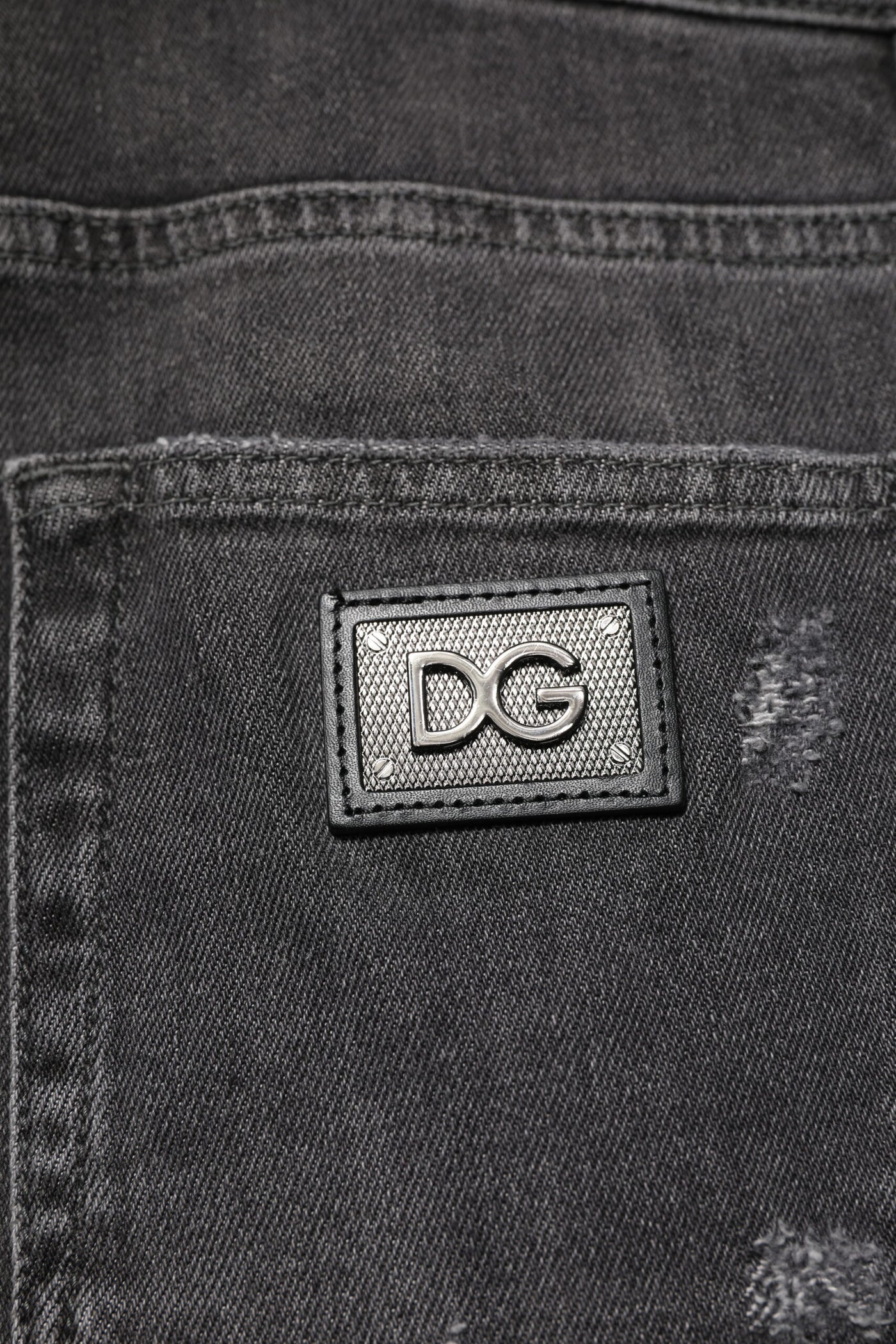 Dolce & Gabbana Black Washed Tattered Slim Fit Denim Jeans