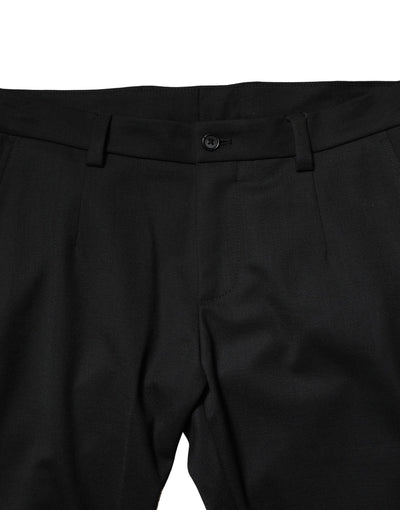 Dolce & Gabbana Black Wool Men Skinny Mid Waist Pants