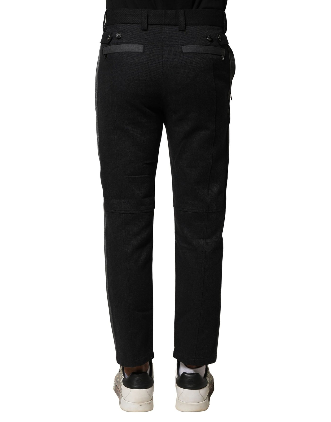 Dolce & Gabbana Black Gray Cotton Tapered Men Pants