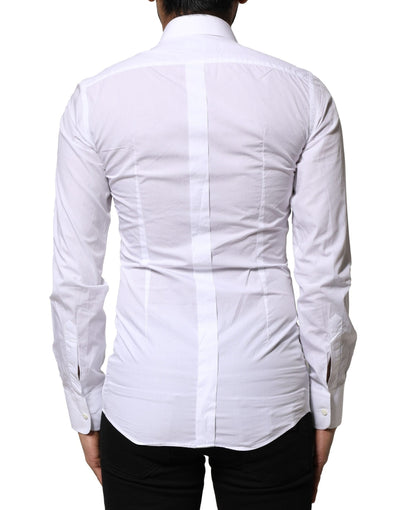 Dolce & Gabbana White GOLD Cotton Poplin Formal Dress Shirt