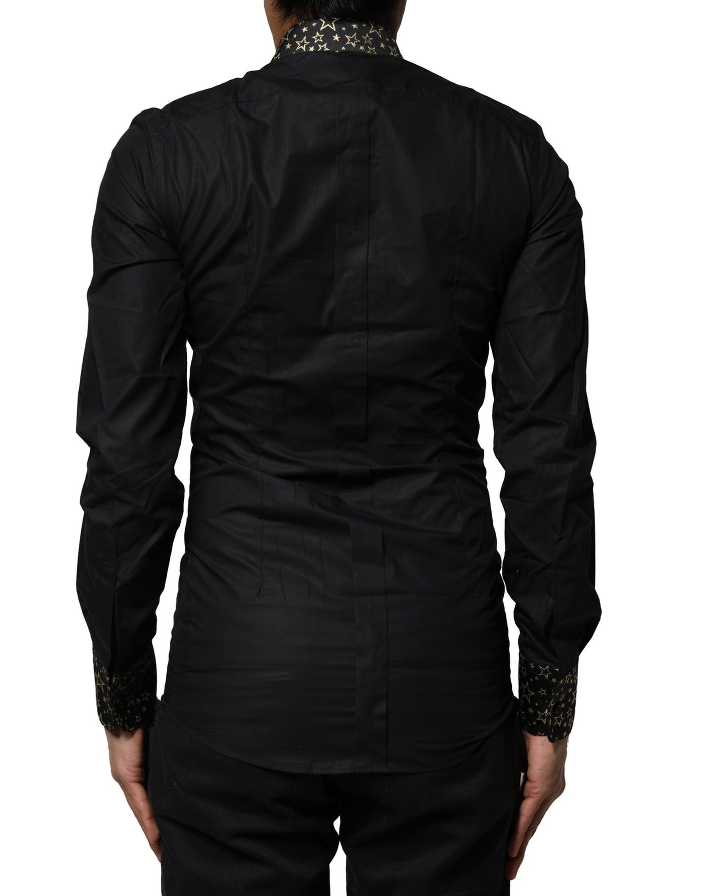Dolce & Gabbana Black Cotton GOLD Long Sleeves Dress Shirt