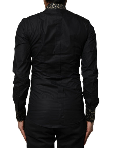 Dolce & Gabbana Black Cotton GOLD Long Sleeves Dress Shirt