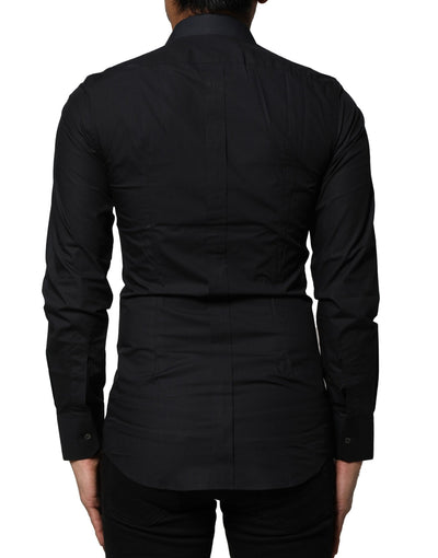 Dolce & Gabbana Black Cotton GOLD Long Sleeves Dress Shirt