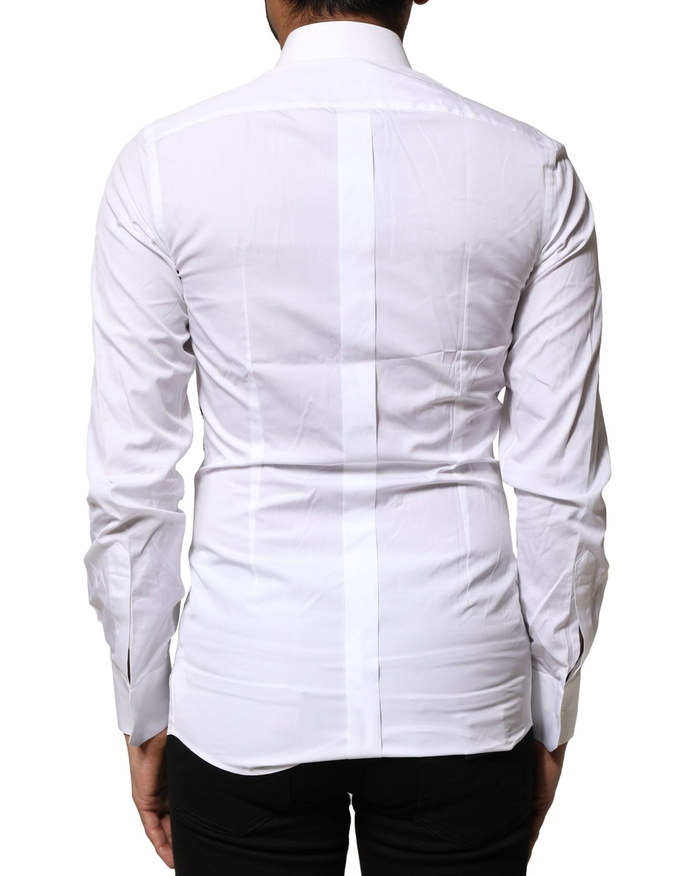 Dolce & Gabbana White GOLD Embroidery Detailed Dress Shirt