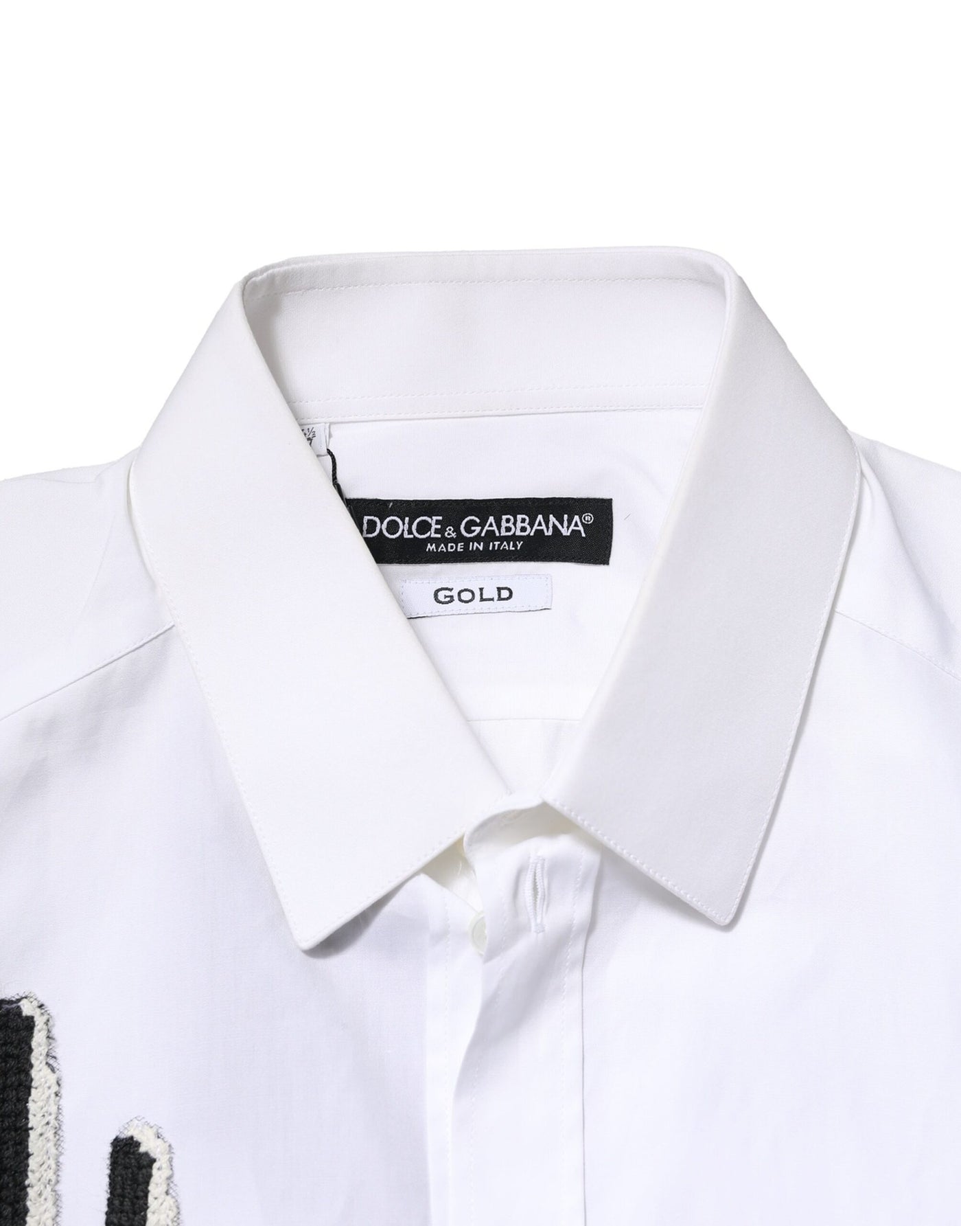 Dolce & Gabbana White GOLD Embroidery Detailed Dress Shirt