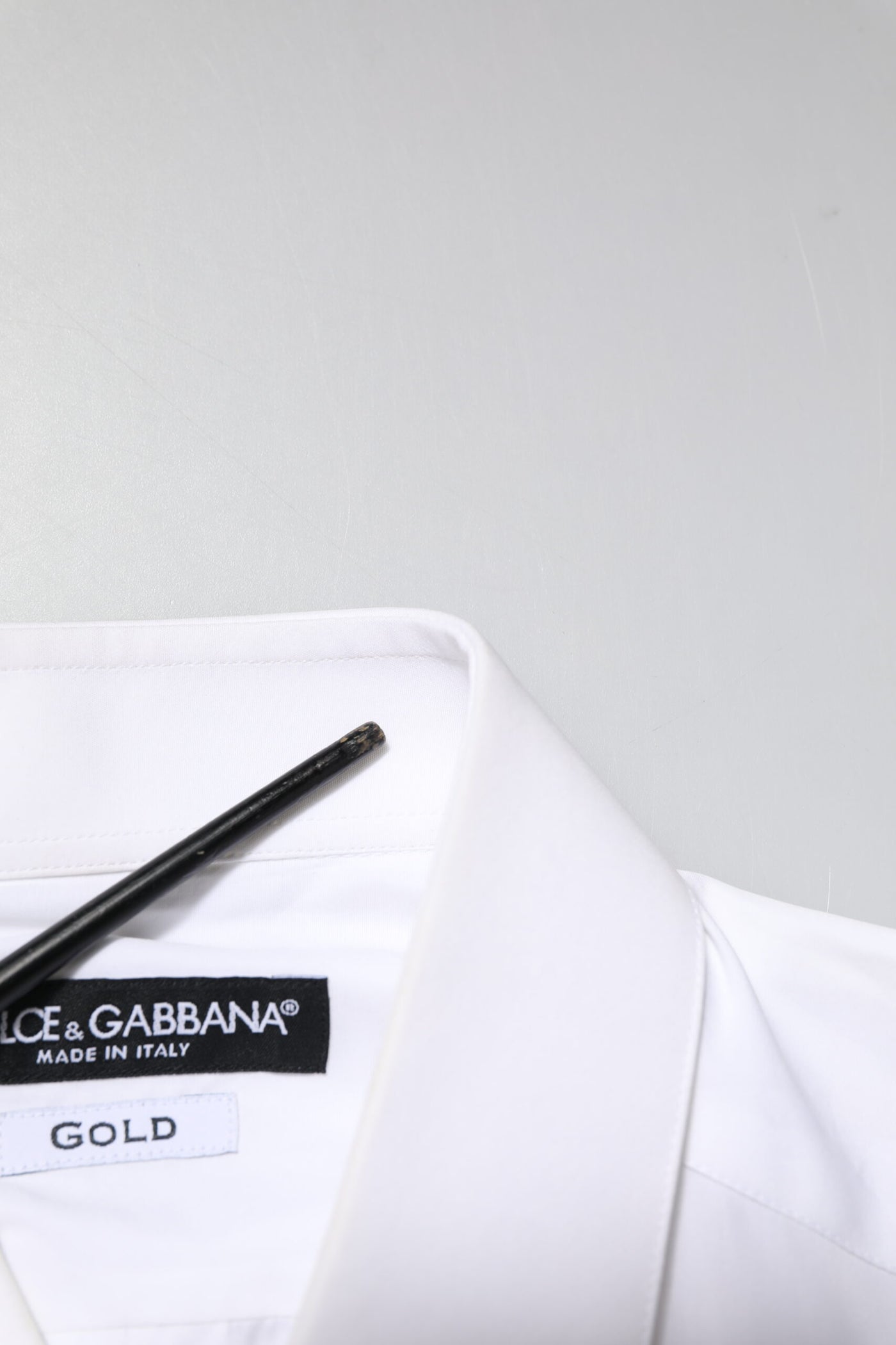 Dolce & Gabbana White GOLD Embroidery Detailed Dress Shirt