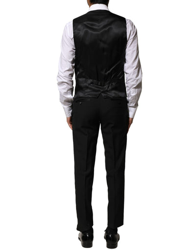 Dolce & Gabbana Black Wool 3 Piece Single Breasted Suit