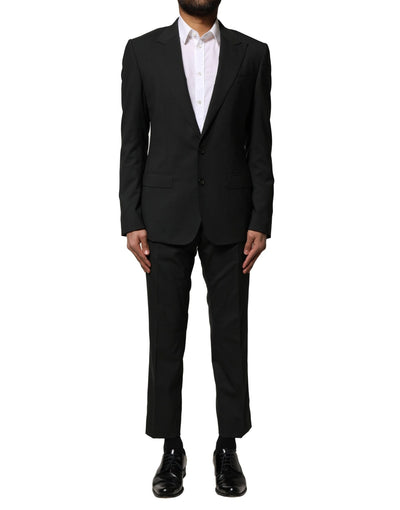 Dolce & Gabbana Black Wool 2 Piece Single Breasted Suit