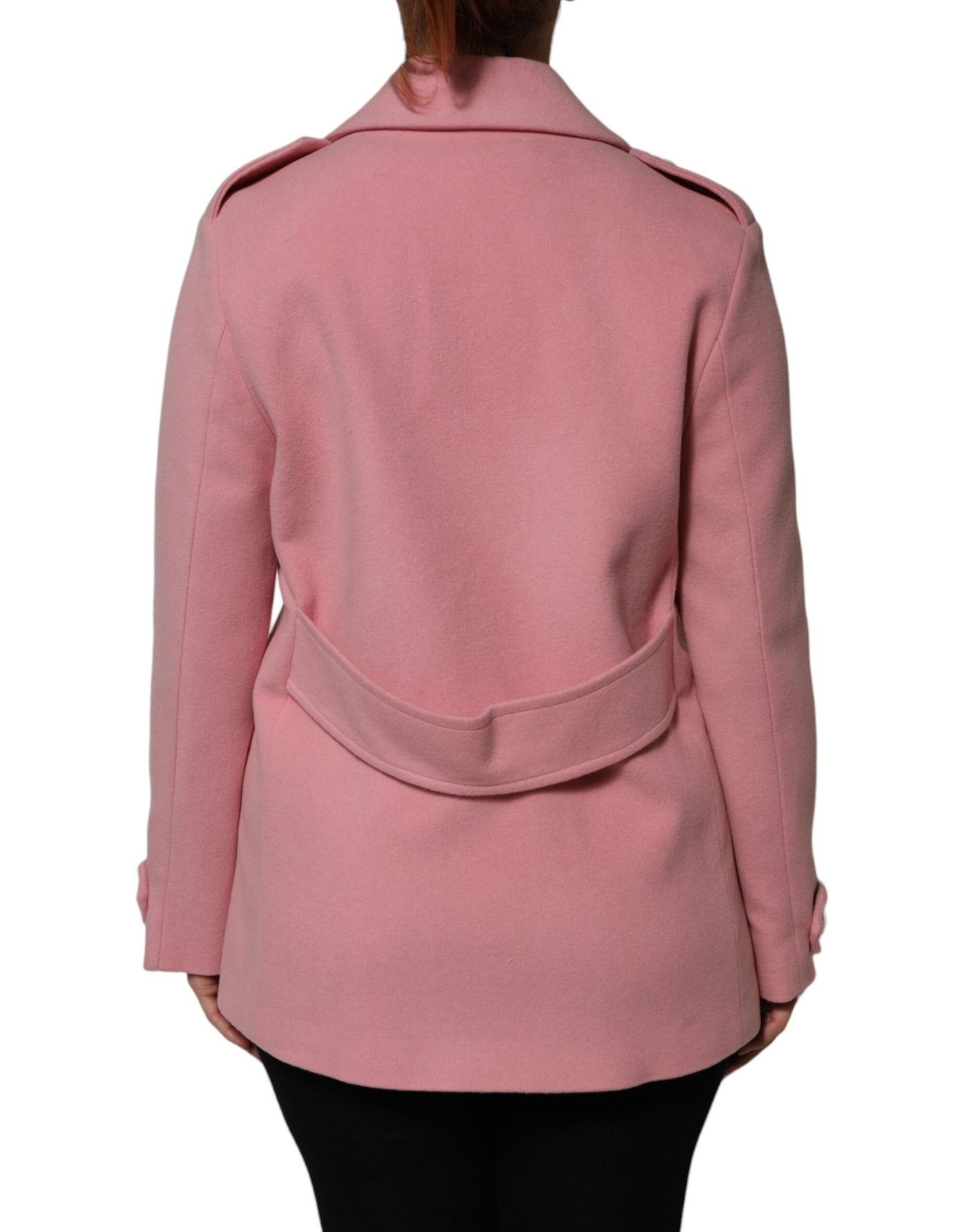 PINK MEMORIES Pink Wool Double Breasted Blazer Coat Jacket