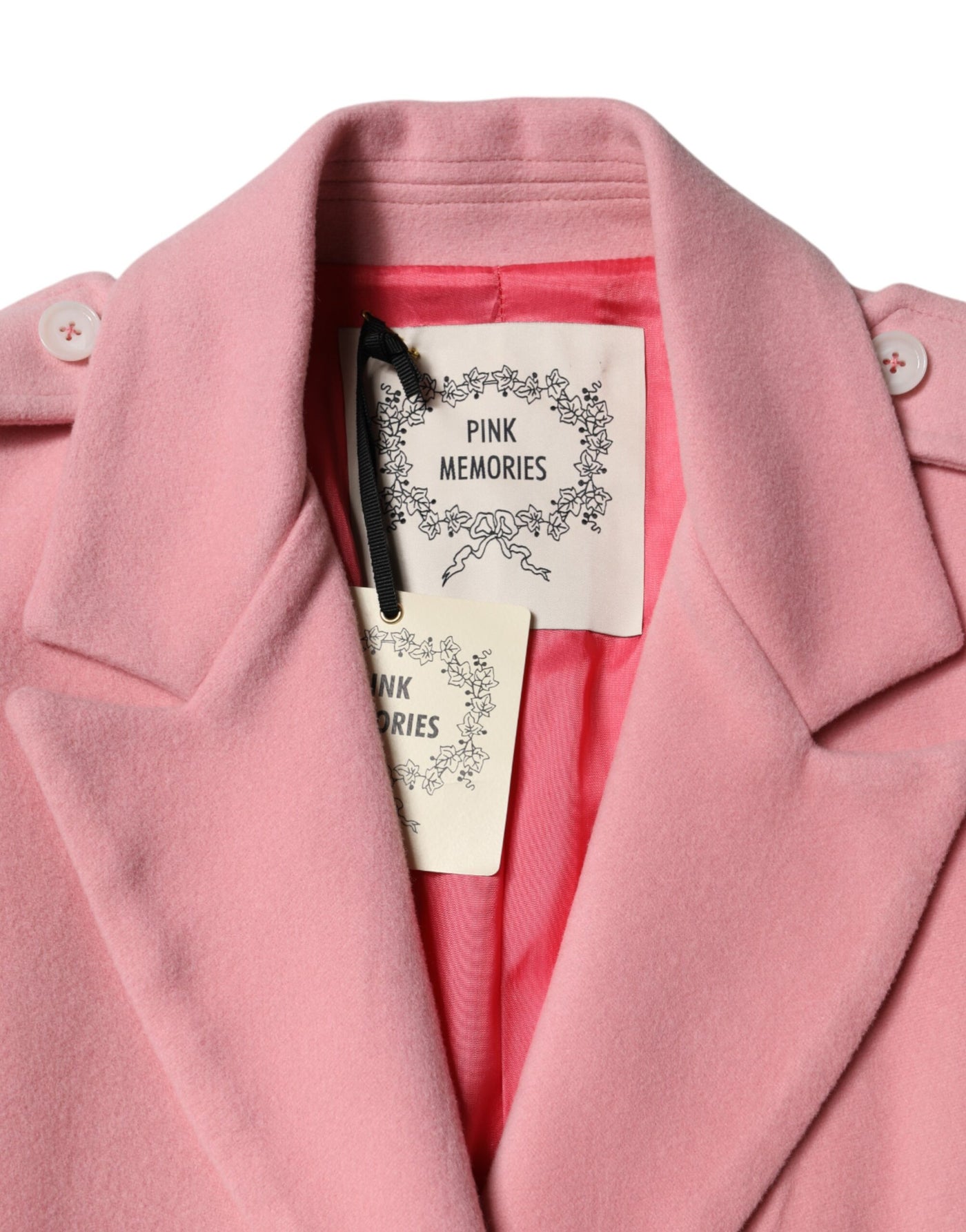 PINK MEMORIES Pink Wool Double Breasted Blazer Coat Jacket