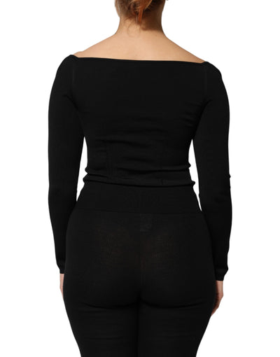 Dolce & Gabbana Black Viscose Long Sleeve Pullover Blouse Top
