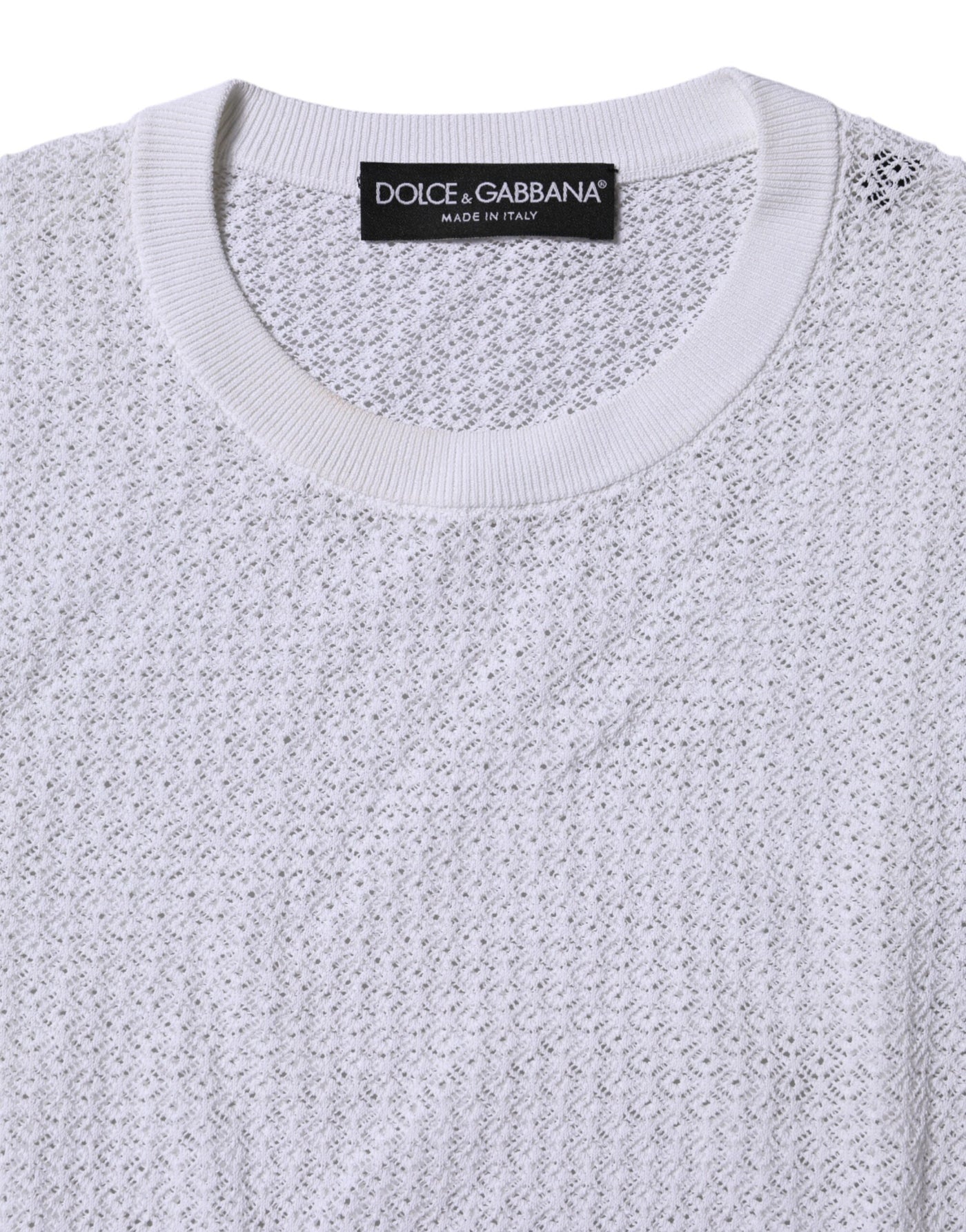 Dolce & Gabbana White Round Neck Long Sleeves Pullover Top