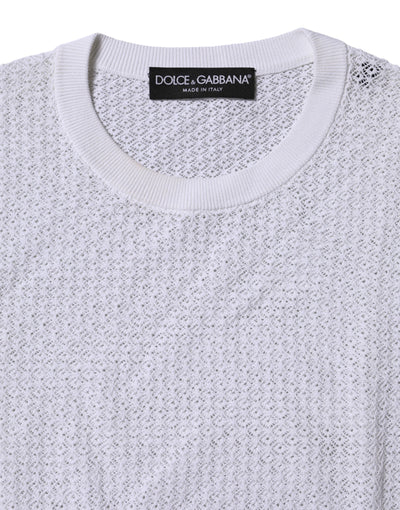 Dolce & Gabbana White Round Neck Long Sleeves Pullover Top