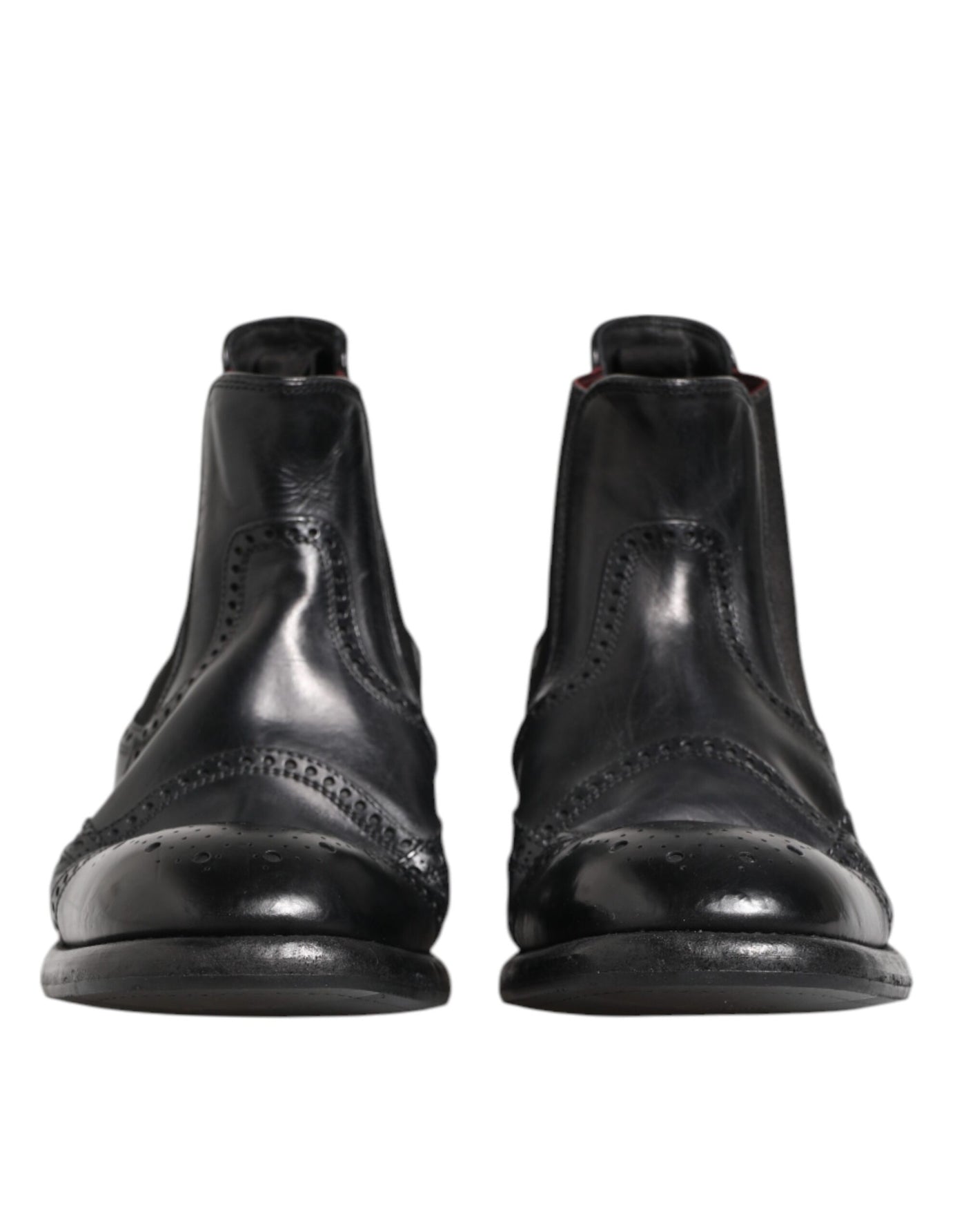 Dolce & Gabbana Black Leather Ankle Boots Slip On Shoes
