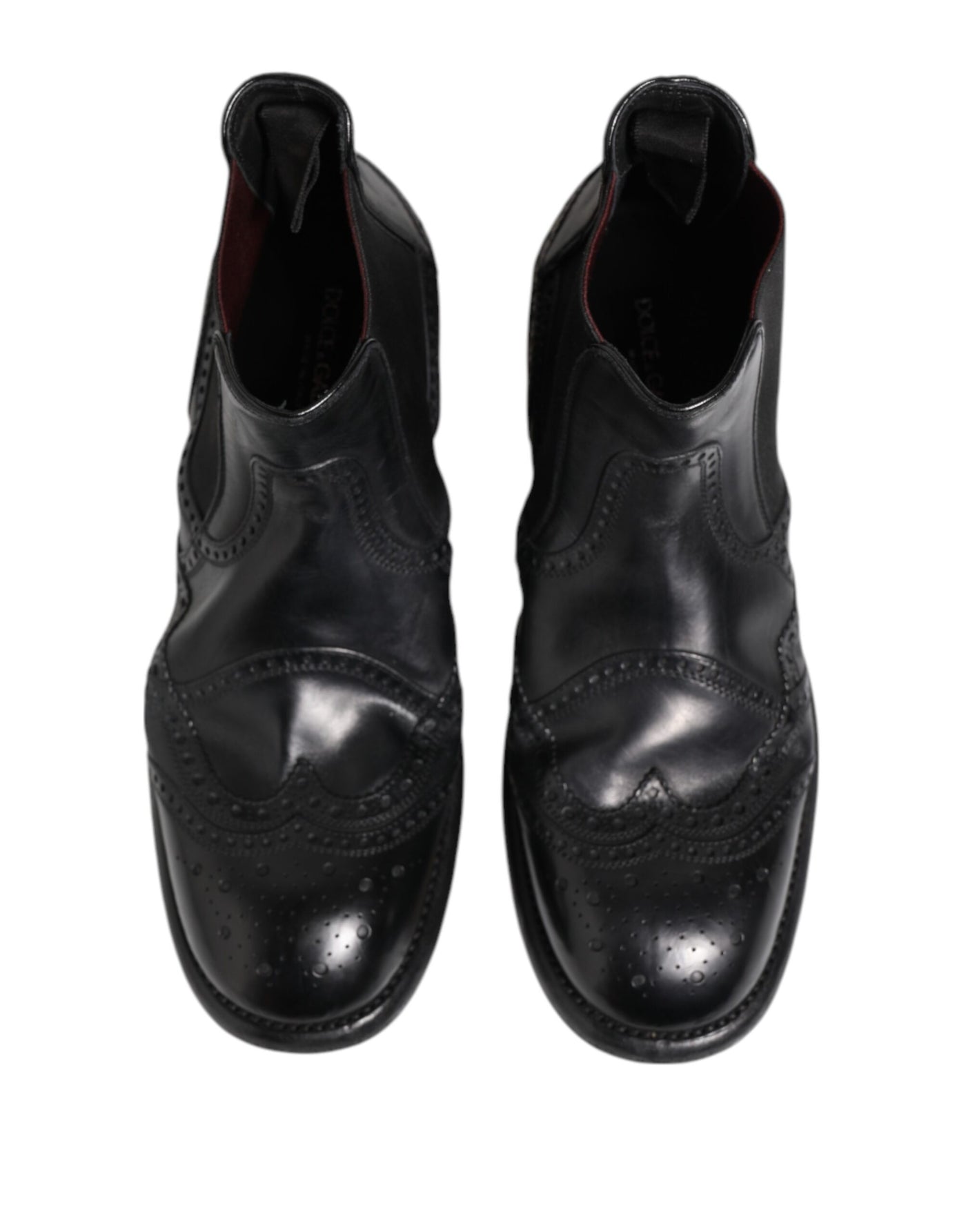 Dolce & Gabbana Black Leather Ankle Boots Slip On Shoes