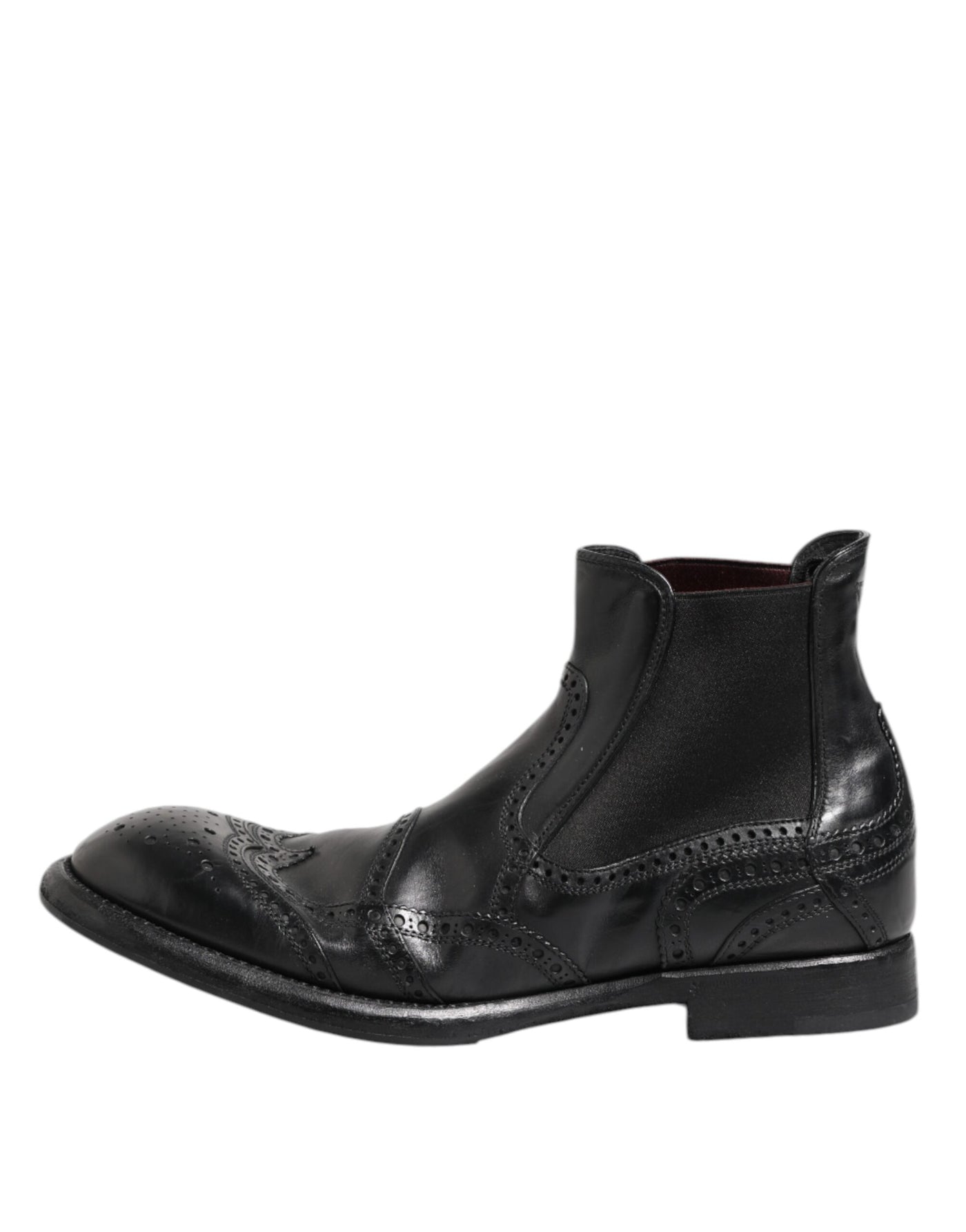 Dolce & Gabbana Black Leather Ankle Boots Slip On Shoes